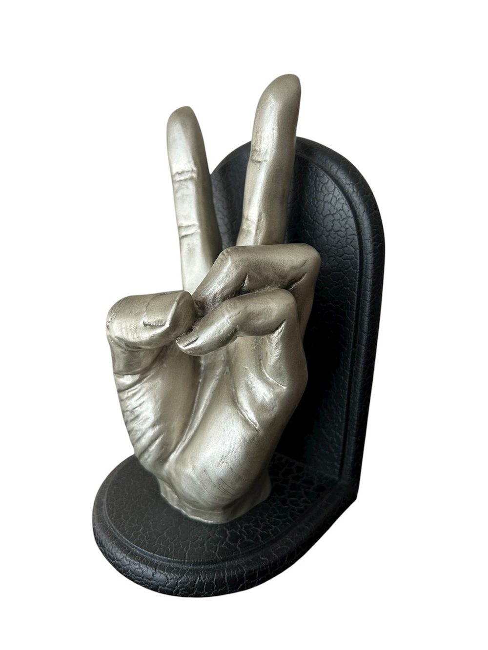 TMS Believe in Peace Silver Peace Hand Sculpture (1) Bookend Decorative Home Art